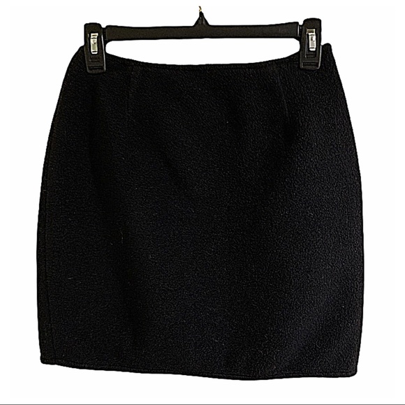 EXPRESS Skirt Fleece Black Mini Skirt Failleur Black Fitted Skirt Size 3/4 - Picture 4 of 10